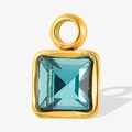 Quadratischer blauer Kristallanhänger mit goldenem Edelstahlrahmen für DIY-Schmuck - Gold Himmelblau Stil