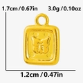 Pendente quadrato in acciaio inossidabile 304 dorato con rilievo a farfalla e misure - S2433-G Oro