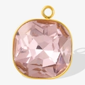 Square pink glass gemstone pendant with 18k gold plated 304 stainless steel base - Gold Pink