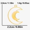 Goldener 304 Edelstahl Mondanhänger mit Maßen und Gewicht für DIY-Schmuckherstellung - Doppelschichtiger Mond-Stil (S2177-G)