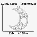 Silberner hohler Mondanhänger aus 304 Edelstahl mit Maßen von 3,2 cm mal 2,4 cm - Geometrischer Hohler Mond-Stil (S2181-S)