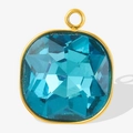 Minimalist 18k gold plated stainless steel pendant with sea blue cushion cut glass gem - Gold Sky Blue