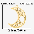 Goldener 304 Edelstahl-Mondanhänger mit Hohlmuster für DIY-Schmuckherstellung - Geometrischer Hohler Mond-Stil (S2181-G)