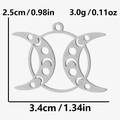 Silberner Dreifachmond-Edelstahlanhänger mit Maßen von 3,4 cm und 3,0 g Gewicht - Dreifacher Mondgöttin Phasen-Stil (S2184-S)