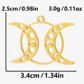 Goldener 304 Edelstahl Triple Moon Göttin Anhänger mit Abmessungen und Gewichtsangabe - Dreifacher Mondgöttin Phasen-Stil (S2184-G)