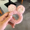Coletero de peluche rosa con lindas orejas de animales en tejido suave para niñas - Patrón de Ratón Rosa