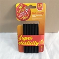 Set de 10 gomas de pelo negras finas de alta elasticidad en cartón amarillo decorado - Estilo Tarjeta Amarilla