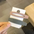 Minimalist hair clip set with dusty pink oval cutout and dark grey-green solid resin pins - Gray + Light Purple
