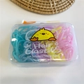 Set de gomas para el pelo de colores en caja transparente con dibujo de pollito - Pollito Color Gelatina