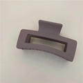 Detailed view of large matte Morandi purple hollow rectangular hair claw clip for women - Matte Light Gray (C3.5)