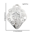Pendentif fraise en acier inoxydable 304 argenté avec détails de graines et feuilles - Style Fraise (S2448-S) / Argent
