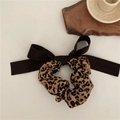 Eleganter Haargummi mit Leopardenmuster und brauner Schleife im französischen Vintage-Stil - Khaki Leopardenmuster Schleife Haargummi