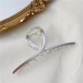 Fermaglio per capelli minimalista in metallo argento opaco con design a incrocio - Bianco K Opaco