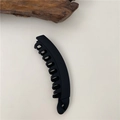 Matte black banana hair clip with frosted texture for women's elegant hair styling - Black