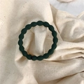 Dark green elastic hair tie with wavy texture and seamless high elasticity design - Dark Green