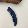 Matte navy blue banana hair clip with dense comb teeth and twist lock for styling - Navy Blue