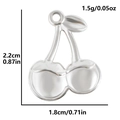 Pendentif cerise en acier inoxydable argenté poli pour bijoux DIY, 2,2cm haut et poids 1,5g - Style Cerise (S2453-S) / Argent