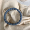 Elastic blue wavy hair tie in dusty blue knit fabric for daily hairstyles - Blue