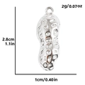 Pendentif en forme de cacahuète en acier inoxydable 304 avec dimensions et poids - Style Arachide (S2456-S) / Argent