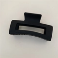 Minimalist matte black rectangular hair claw clip with geometric hollow design - Matte Black (C3.5)