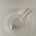 Minimalist U-shaped rose gold hair pin with elegant white pearl detail for women - Single Pearl Style / Rose Gold Single Pearl