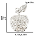 Pendentif pomme en acier inoxydable argenté avec design texturé et détail de feuille - Style Pomme (S2462-S) / Argent