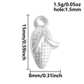 Pendentif maïs en acier inoxydable 304 argenté pour bijoux DIY avec dimensions et poids - Style Maïs (S2666-S) / Argent
