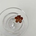 Mini amber floral hair claw clip with transparent resin finish in Korean style - Brown Small Flower