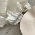 Detailed view of silver hair pin with irregular hammered texture and white pearl accent - Silver Pearl Style (D2.2)