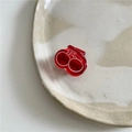 Barrette à cheveux cerise mignonne en acrylique rouge foncé avec lignes blanches - Cerise Rouge