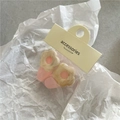 Cute yellow marble flower hair clips set with pink accents on display card - Pink