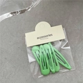Five mint green cream-colored BB hair clips in professional retail card packaging - Light Green