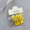 Lot de 5 barrettes BB jaune vif en forme de goutte d'eau sur support carton - Jaune