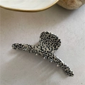 Elegant medium acetate hair claw clip with black and white spotted cow print pattern - Black and White Dots