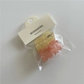 Mini jelly color hair claw clips set with pale yellow and coral pink frosted bow designs - Oval Pink and Beige