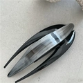 Elegante pinza per capelli a foglia grande in nero e grigio fumo traslucido - Grigio