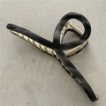 Elegante pinza per capelli in acetato da 14 cm con finitura marmo grigio scuro e oro - Grigio Nero (Incrociato)