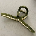 Elegante pinza per capelli in acetato verde smeraldo marmorizzato con denti in metallo - Verde (Incrociato)