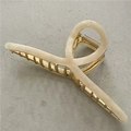 Elegante pinza per capelli in acetato marmorizzato crema con base in metallo dorato - Bianco Magico (Incrociato Base Oro)