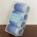 Set of high elasticity blue gradient hair ties in a clear square storage box - Blue Series
