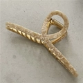 Elegant 14cm beige marble acetate hair claw clip with golden metal cross design - Khaki (Cross)