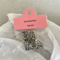 Pair of stylish mini acetate hair clips with black and white leopard pattern and pink card - Black And White Dotted Bow