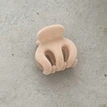 Mini molletta per capelli floccata beige in velluto per acconciature autunno inverno - Stile 3-Griffe / 3.5cmx3cm / Stile a 3 Griffe Bianco Crema (H8)