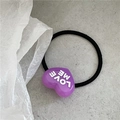Cute purple heart hair tie with LOVE ME lettering and black elastic band for girls - Purple