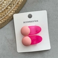 Pink jelly flower hair clips on a white display card with summer straw hat accents - Pink Round Style