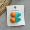 Summer fresh jelly round hair clip set with orange bead and green floral accents - Orange Round Style