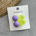 Summer jelly texture round hair clips in purple and neon green on display card - Purple Round Style