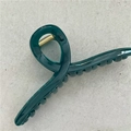 Deep green jelly texture hair claw clip with cross design and gold spring for thick hair - Teal