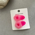 Set de dos pinzas para el cabello de flores rosas con textura de gelatina en tarjeta - Estilo Flor Rojo Rosa