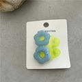Blue flower jelly hair clips with yellow handles for girls and women, set of two - Blue Flower Style